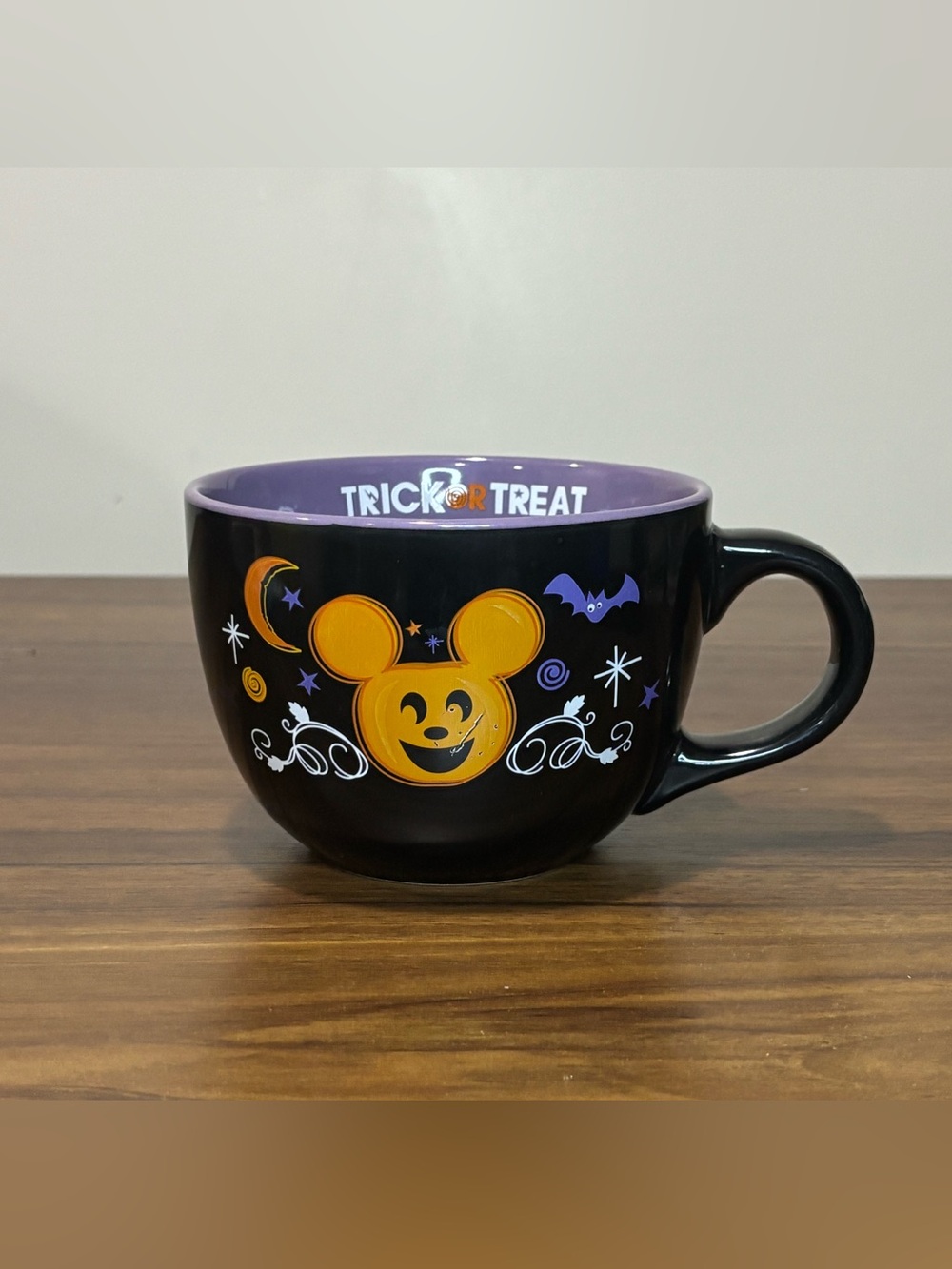 Mickey Mouse Halloween Trick Or Treat Purple Black Soup & Coffee Mug Disney